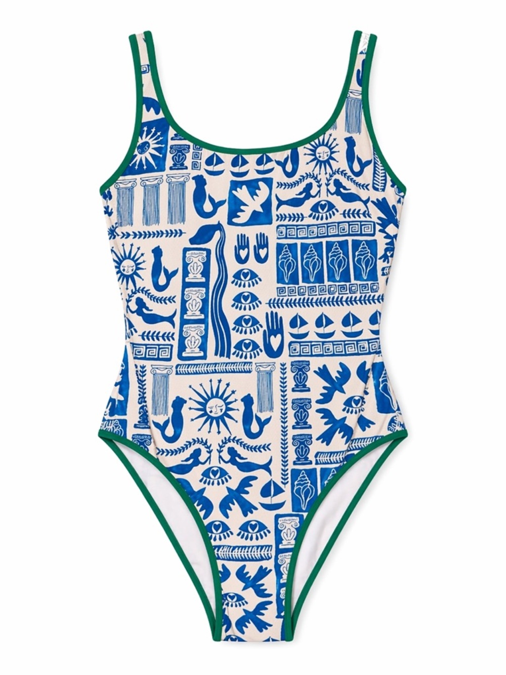 Johnny Was Acantha One Piece Swimsuit Blue White M NWT